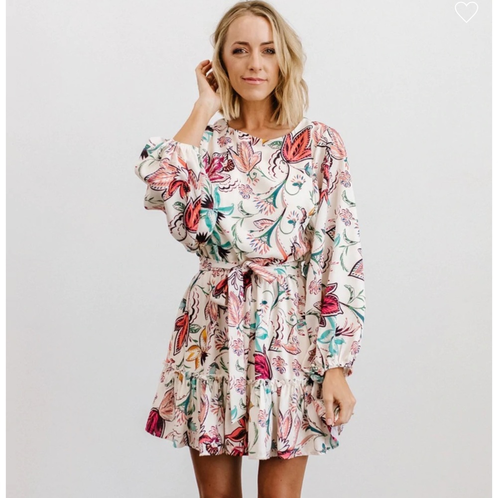 Tally Mini Dress Off White Multi-Print | Baltic Born